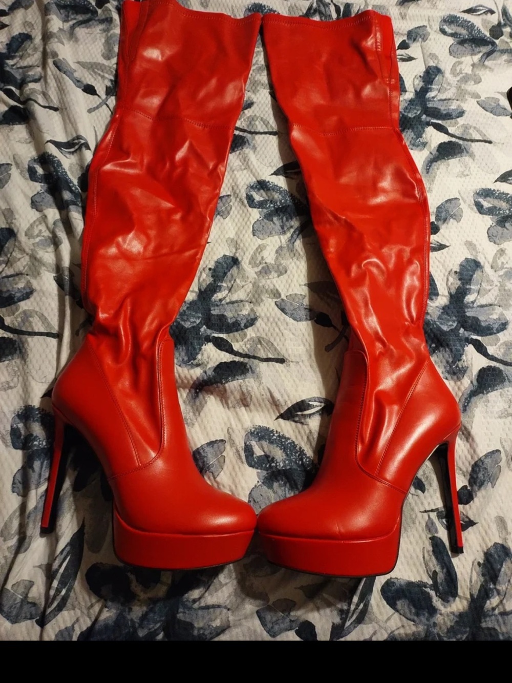 Red platform stiletto boots Women's London Rag Gush Over Over The Knee